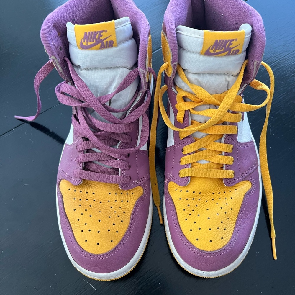 Nike Air Jordan “Brotherhood” High-Top Sneakers in Purple and Yellow
